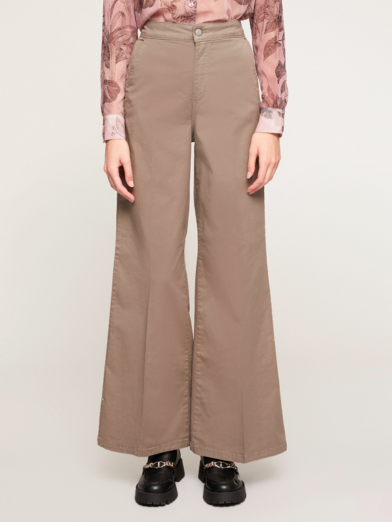 Pantaloni wide leg in cotone