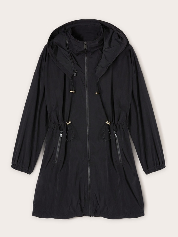 Nylon parka with detachable hood