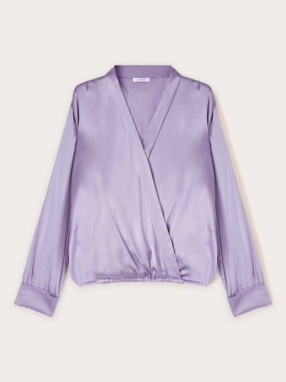 Crossover satin blouse