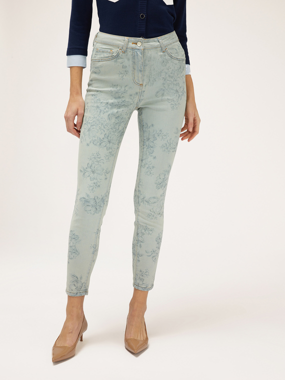 Jeans skinny in denim stampato