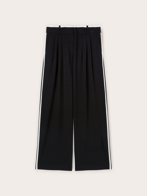 Palazzo trousers with pleats and contrasting trims