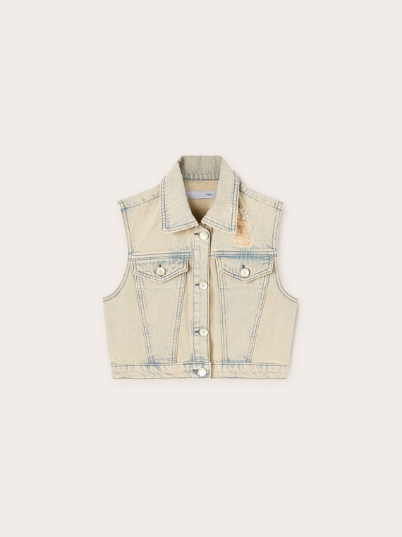 Gilet in denim sovratinto