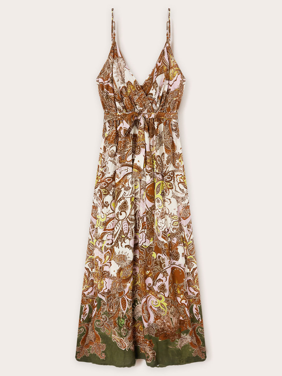 Long jacquard dress with cashmere pattern