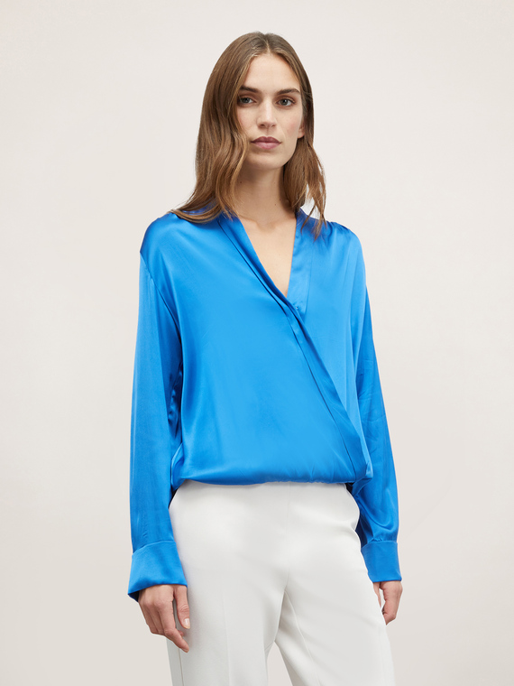 Crossover satin blouse