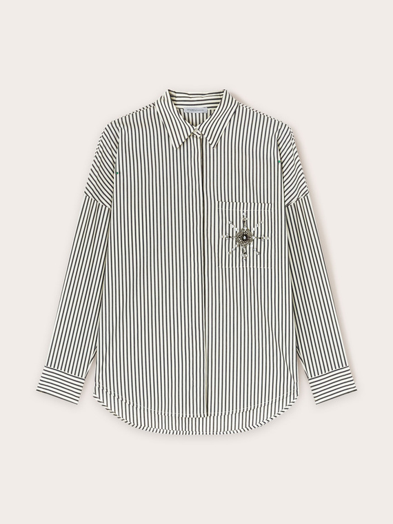 Striped oversized shirt with embroidery