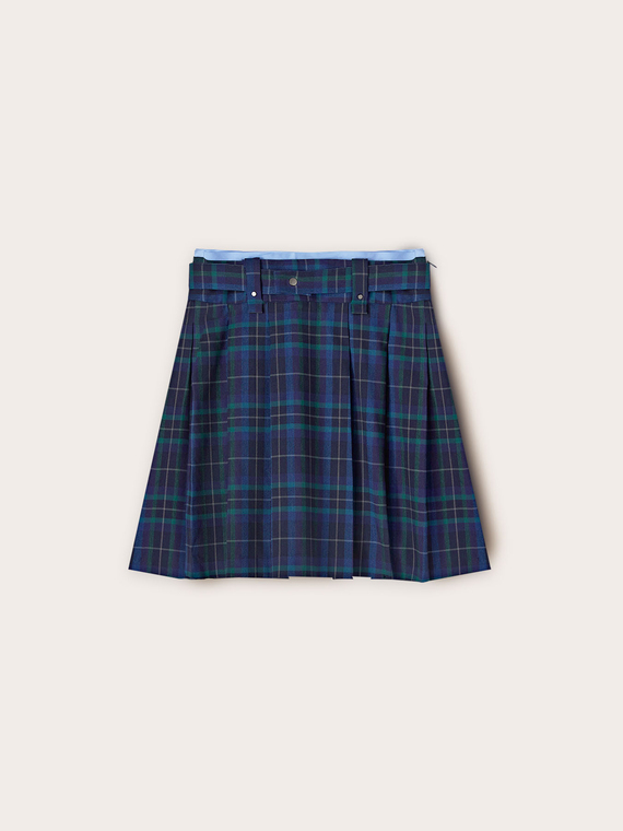 Pleated chequered miniskirt