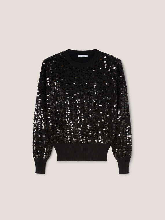 Pullover in maglia con ricamo di paillettes