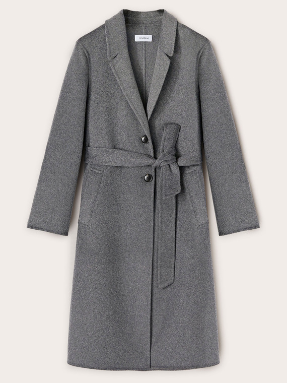 Single-breasted double cloth midi coat