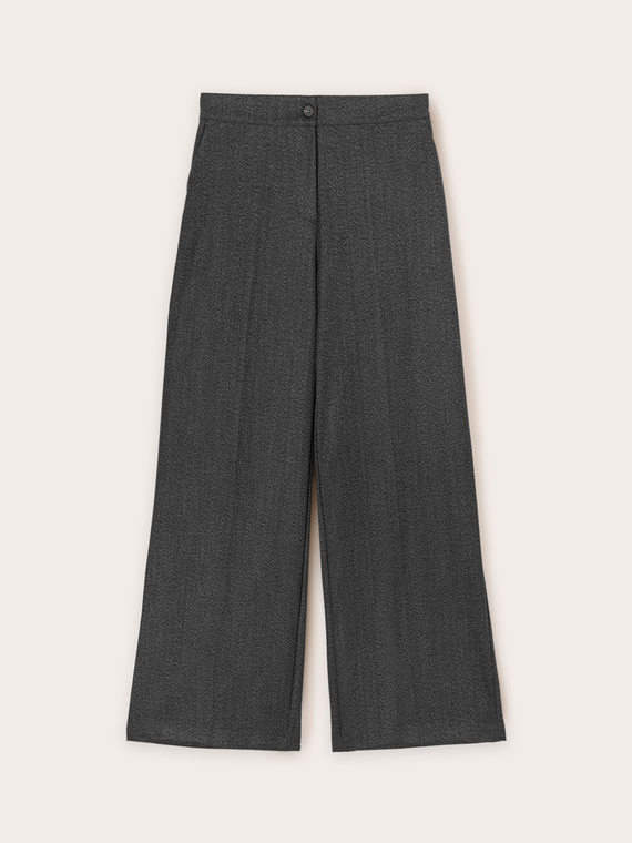 Herringbone fabric palazzo trousers