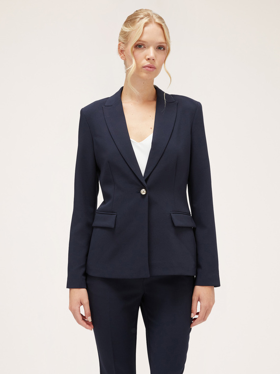 Single-breasted crepe fabric blazer