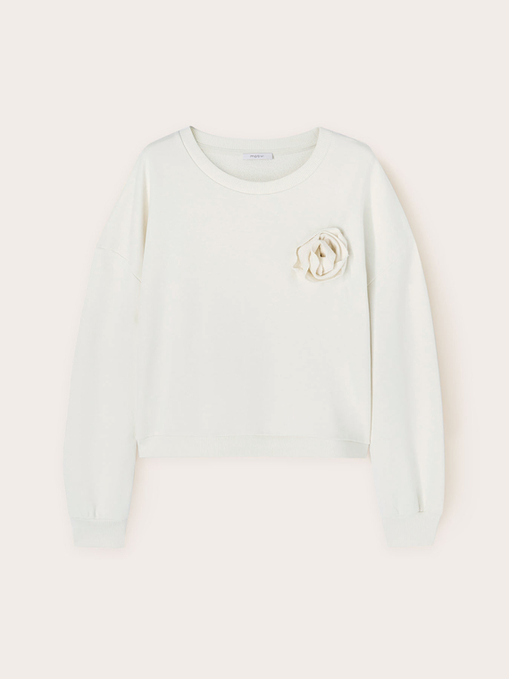 Baumwoll-Sweatshirt mit Blume