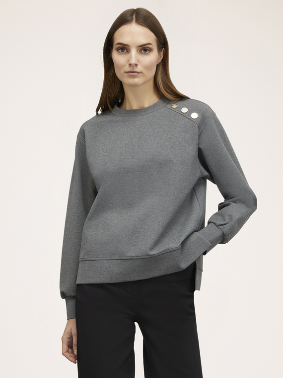 Milano knit fabric sweatshirt with button feature