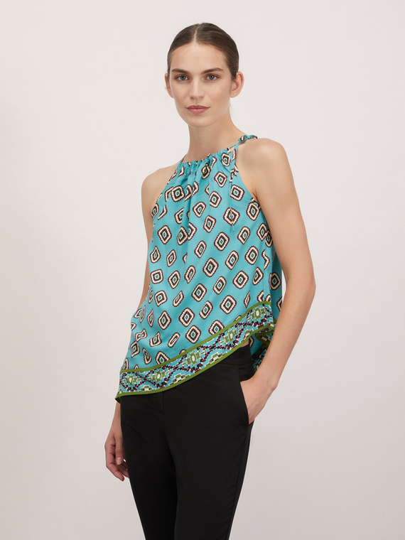 Ethnic patterned scarf top