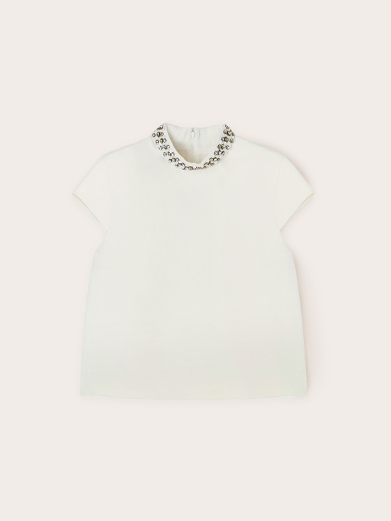 Blusa con cuello bordado