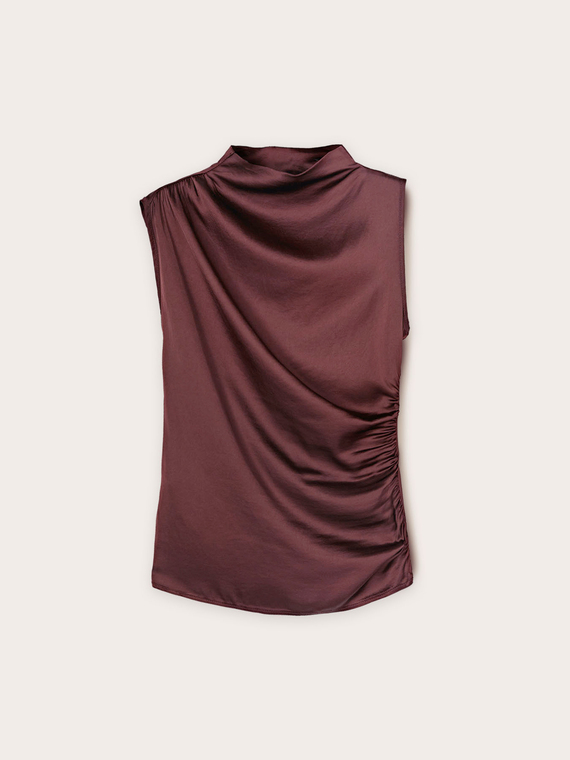 Top drapé en satin