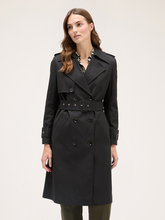 Double-breasted technical fabric trench-coat