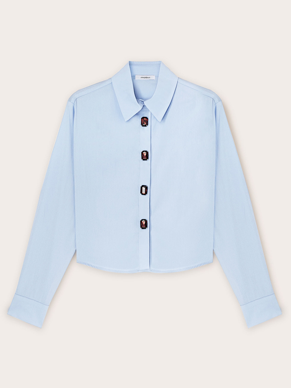 Cropped shirt with jewel buttons