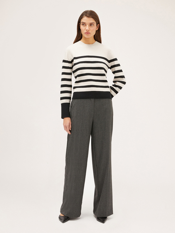 Palazzo trousers in herringbone fabric