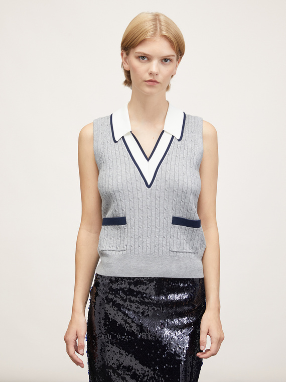 Knit waistcoat with collar