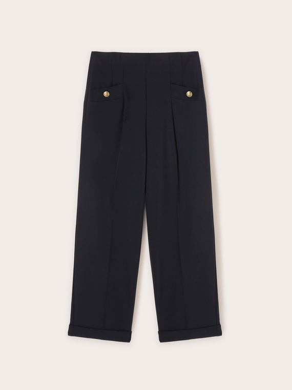 High-waisted trousers with turn-up