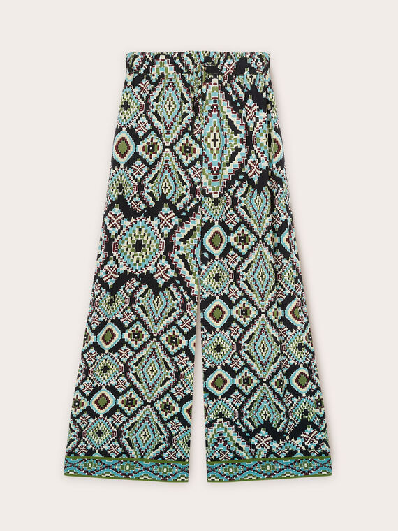 Ethnic patterned palazzo trousers