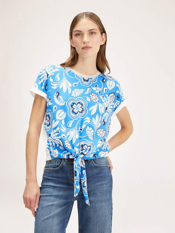 T-Shirt mit Knoten, Foulard-Muster