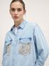 Camicia in denim con tasche paillettes image number 2