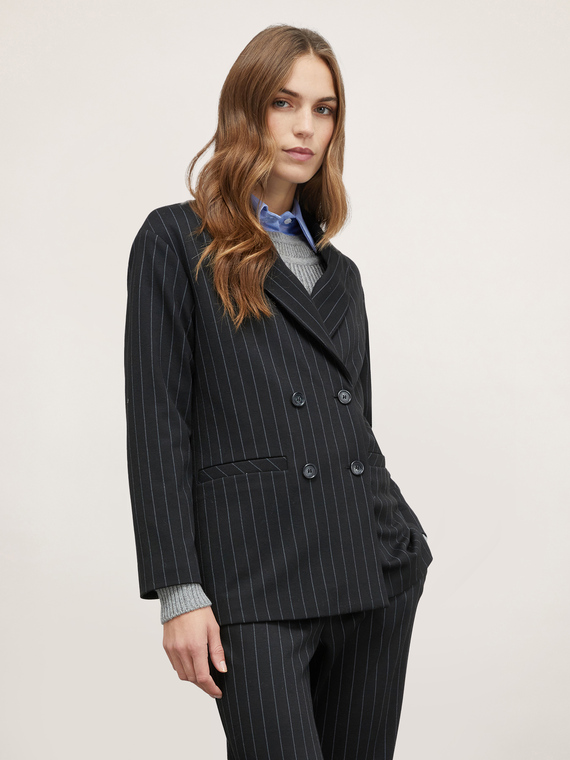 Pinstriped double-breasted jacket