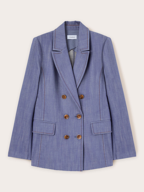 Blazer doppiopetto in tela di cotone