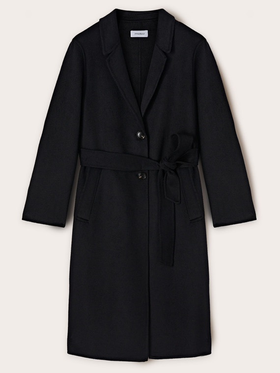 Single-breasted double cloth midi coat