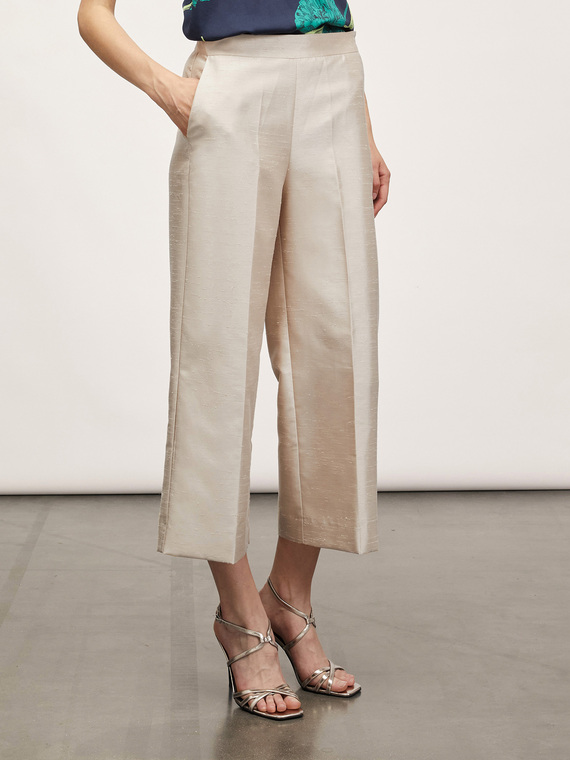 Pantaloni cropped effetto shantung