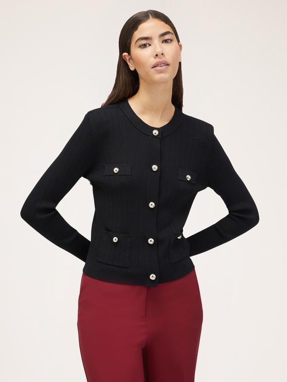 Pointelle knit cardigan