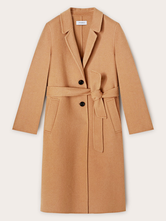 Single-breasted double cloth midi coat