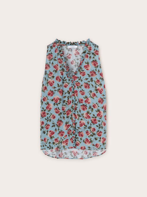 Floral pattern top with ruching