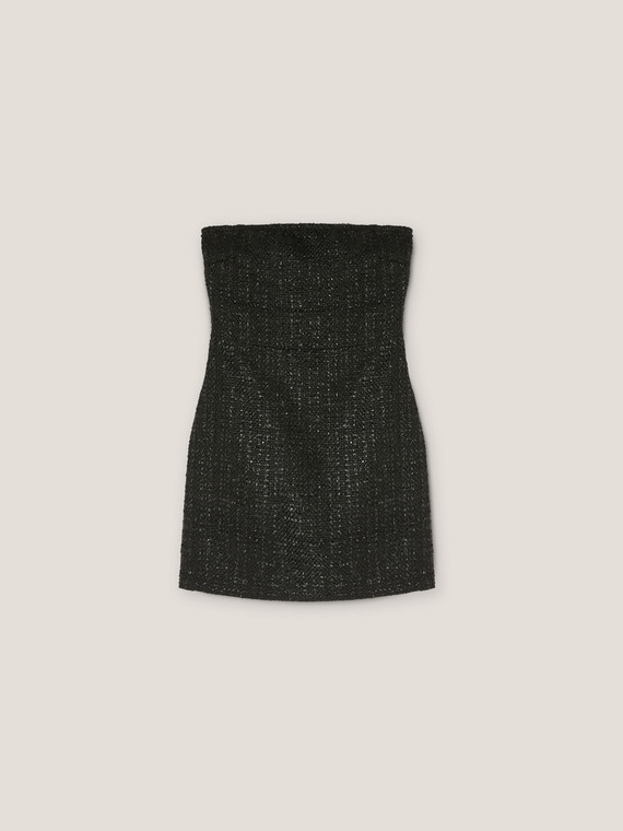 Vestito corto bustier in tweed lurex