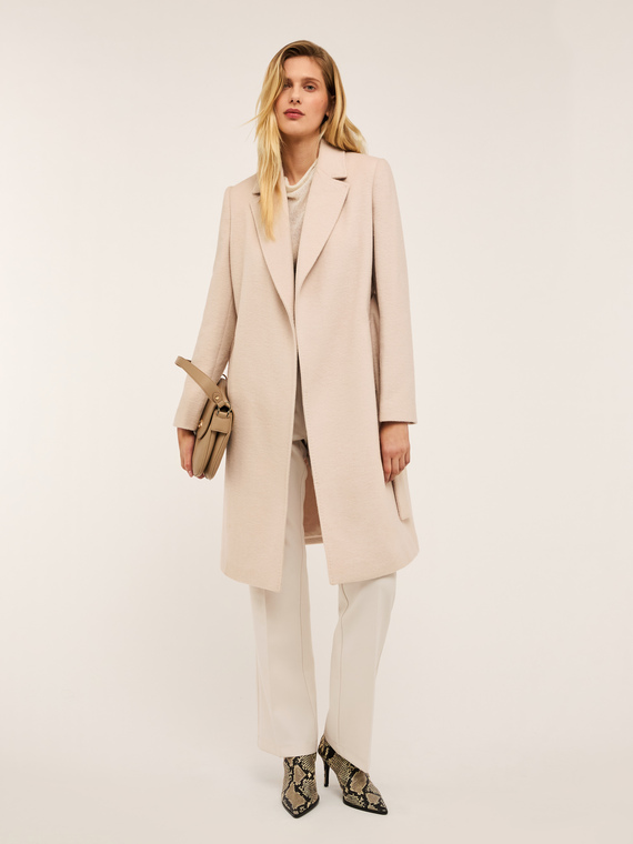 Cappotto midi con cintura misto lana