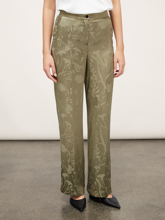 Jacquard satin palazzo trousers