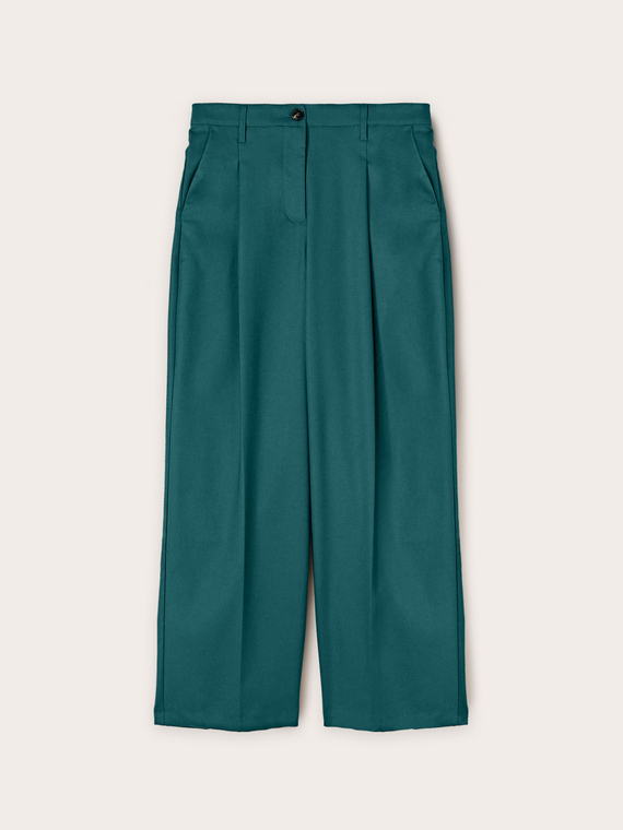 Pantaloni tip palazzo cu pliuri