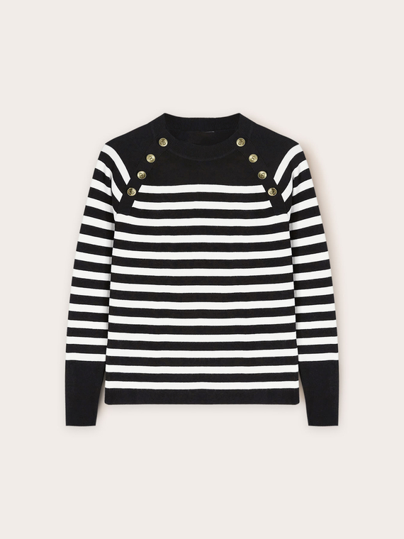 Striped button feature sweater