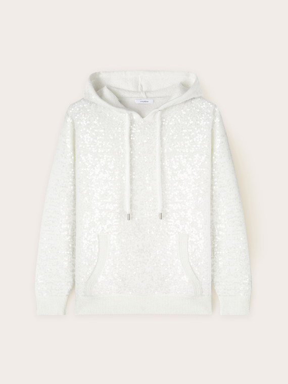 Full sequin wool blend knit sweatshirt