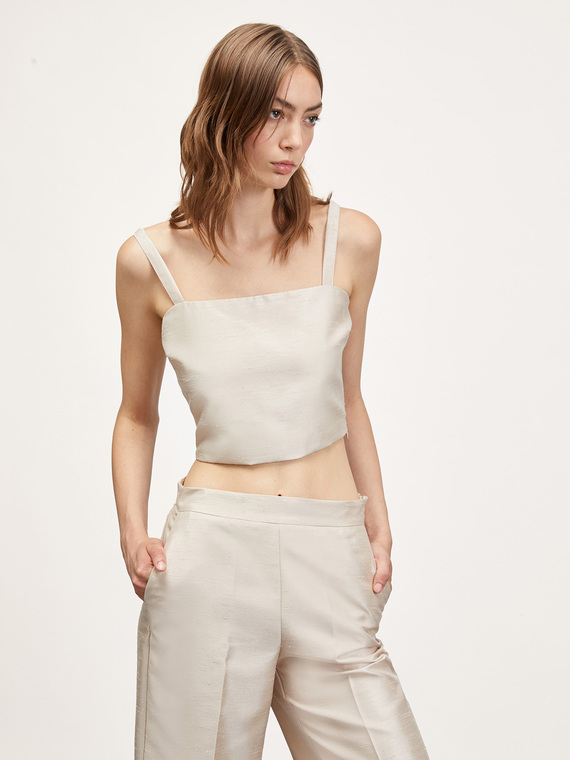 Short shantung effect top