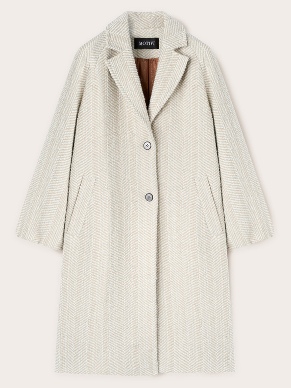 Wool blend herringbone yarn dyed coat