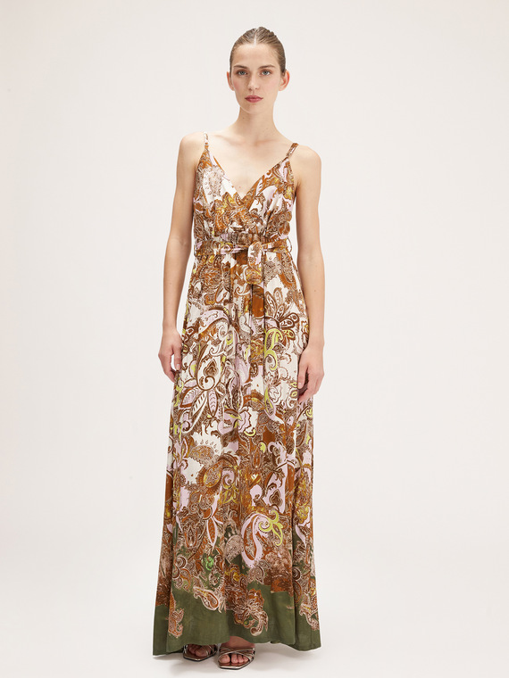Long jacquard dress with cashmere pattern