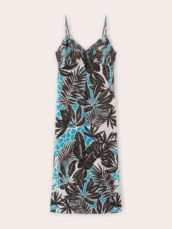 Langes Kleid mit tropischem Muster