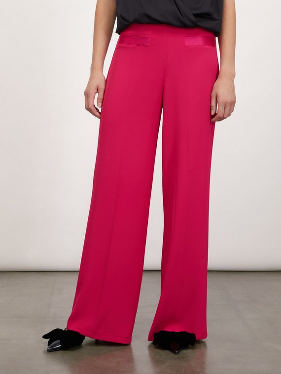 Palazzo trousers with satin inserts