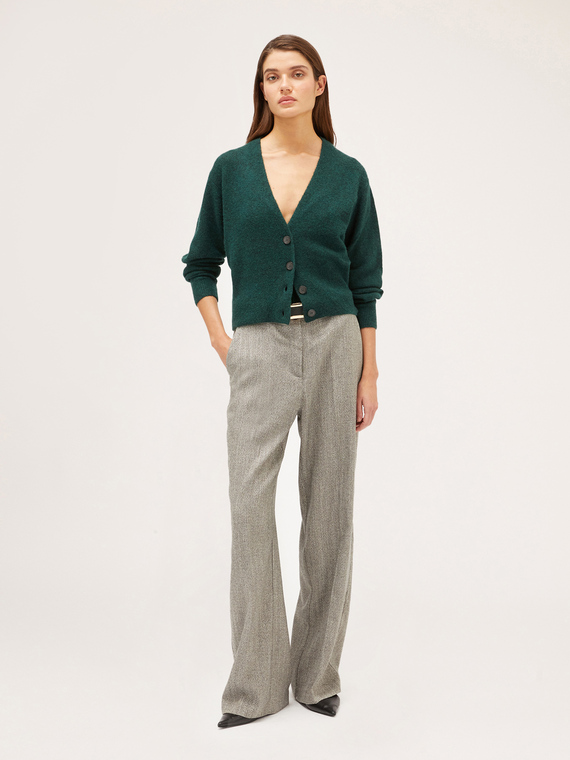 Herringbone fabric palazzo trousers