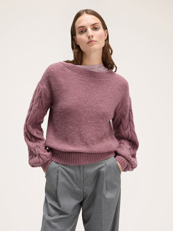 Sweater with oversize cable sleeves