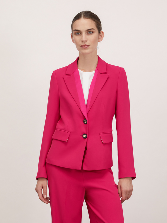 Blazer monopetto con inserti in raso