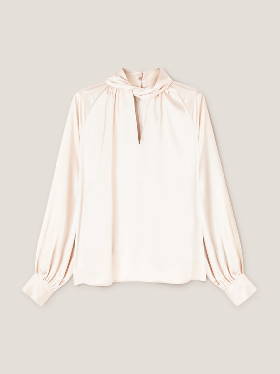 Blusa satin con nodo