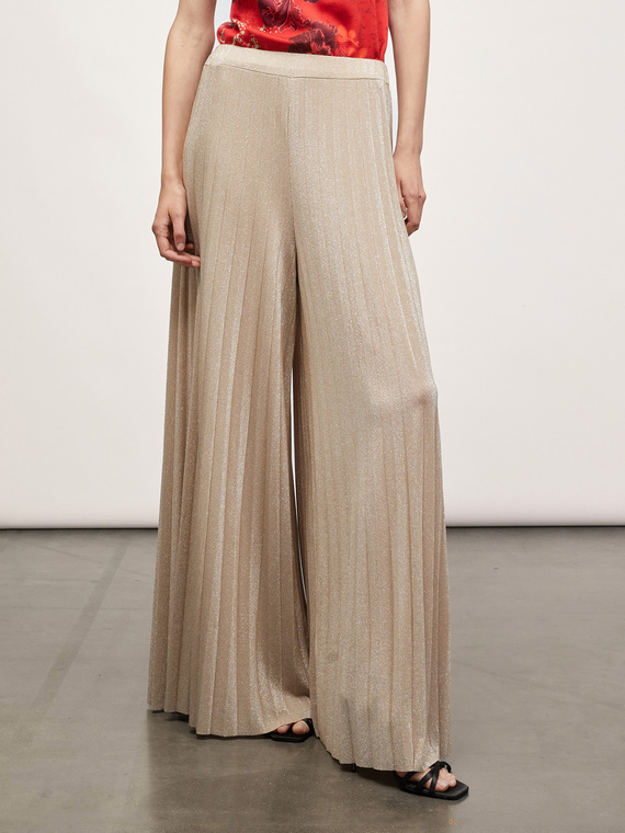 Pantalon plissé en jersey lurex